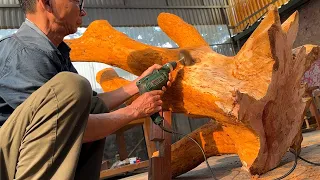 Unbelievable Wood Project. Turn Dead Tree Stump Into A Perfect Two Tier Artistic Coffee Table