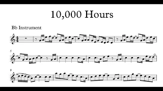10,000 Hours Clarinet Trumpet Tenor and Soprano Saxophone Play Along Sheet Music