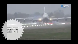 British Airways 747-Storm Dennis London Great Flying- Stormy weather- great pilots