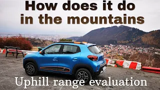 Dacia SPRING, Mountain test, *** RANGE Uphill ***, have taken it to a SKI resort.