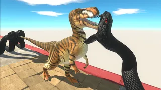 Dinosaurs Battle with Giant Black Snakes - Animal Revolt Battle Simulator