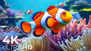 Aquarium 4K VIDEO (ULTRA HD) 🐠 Beautiful Coral Reef Fish - Relaxing Sleep Meditation Music