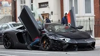 Lamborghini Aventador Crash in London-Slow Motion