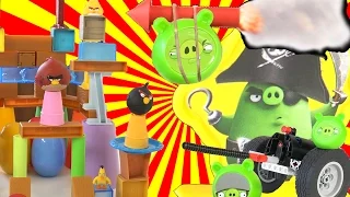 Angry Birds vs Bad piggies / Angry Birds city giant balls attack / McDonalds Happy Meal  SanSanychTV
