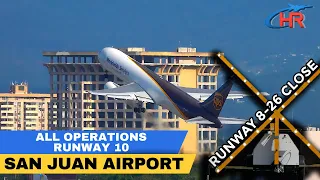 San Juan Airport Plane Spotting: Runway 10 Operations During Runway 8-26 Renovation