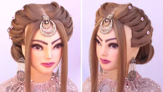 Wedding hairstyles for long hair l kashees bridal juda hairstyles l front variation l reception look