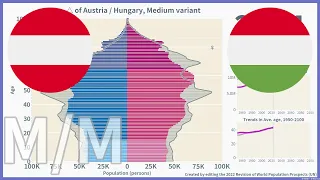 [🇦🇹Austria vs 🇭🇺Hungary] Comparison of Population Pyramids (1950-2100) / 2022, Medium