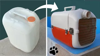 Como Hacer un Transportín Casero para Mascotas, Animales pequeños/ Reciclando bidón  25L