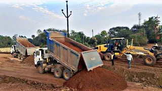 Road Grader machine levelling work ll Tata Dumper 😎 ll While building roads ll#viralvideo ll #JCB ll