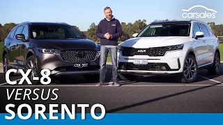 2023 Kia Sorento v Mazda CX-8 Comparison | Ultra-versatile three-row large SUVs go head to head