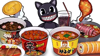 Mukbang Animation spicy Cup Noodle set ест Мультяшный кот ПОЛНОЕ ИЗДАНИЕ