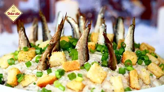 Salad with Sprats will be a hit on your table! Festive salad Fish in the pond