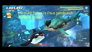 Great White vs Orca in arctic ocean | Hungry shark world | Oceanic_Game