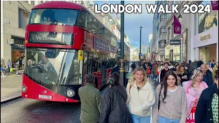 London Spring Walk - April 2024 | A Summer day in Trafalgar Square to Oxford Street [4K HDR]