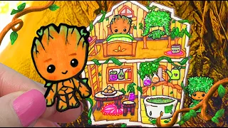 Baby Groot Tree House DIY Tutorial Toca Life World Paper Quiet Book