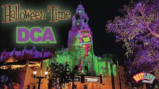 Disney California Adventure Park at Night! Halloweentime Fun.. Churro Cake, Decorations & More!