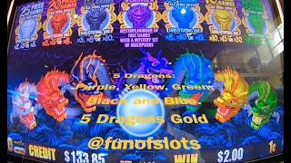 5 Dragons of Colors:  Purple, Yellow, Green, Black and Blue | 5 Dragons Gold