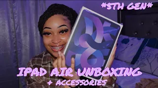 IPAD AIR 5TH GEN UNBOXING (PURPLE ) + APPLE PENCIL & ACCESSORIES