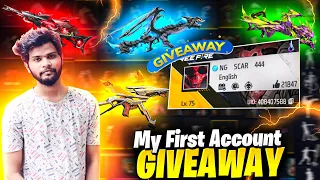 My First  V Badge Account Giveaway 💥 6 Evo Gun + 75 Level Id + Full Collection // FreeFire