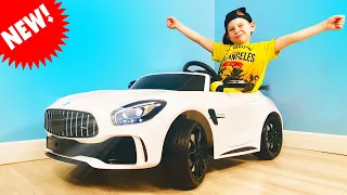 Funny BABY Super Lev Unboxing New Car Ride On Power Wheels Super speed Car with Brother Gleb