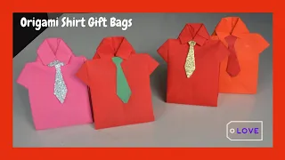 Origami Shirt Gift Bag / Paper Craft / Mini Shirt Shaped Gift Bag Idea