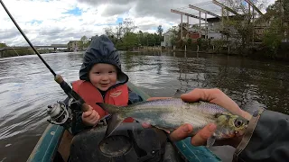 Kayak fishing for Catfish and Shad with my 2 year old