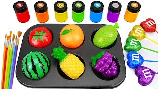 Satisfying Video l How to Make Playdoh Lollipop Candy into Rainbow Brush & Fruit Cutting ASMR #166