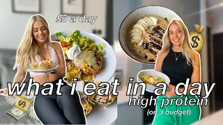 FULL DAY OF EATING HIGH PROTEIN MEALS | with macros, £5 a day!!