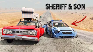 BeamNG Drive - Cars vs Angry Police Car #8 (RoadRage)