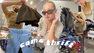 SPENDING A WHOLE DAY THRIFTING | thrifting by the pound for y2k clothes