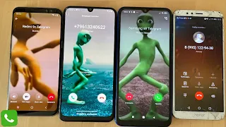 Incoming Call / Telegram Calling Green Alien Outgoing Calls 4 Phones Dance Green Alien Samsung Alien