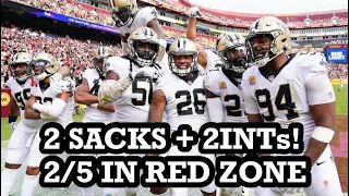 Saints DEFENSE Stifling in the Red Zone vs Washington! 2 Sacks + 2INTs!