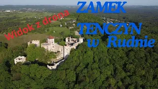 ZAMEK TENCZYN W RUDNIE W 4K/ Widok z lotu ptaka/dron.