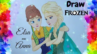 Frozen  Fever Elsa and Anna Drawing || How to draw Elsa and Anna Princess | Queen Elsa  Frozen Fever