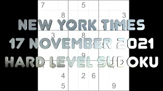 Sudoku solution – New York Times sudoku 17 November 2021 Hard level