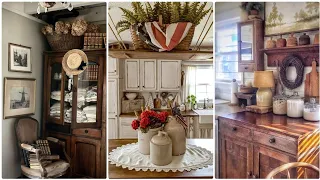 English county farmhouse style vintage cottage decorating ideas. #antiquefarmhouse #antiquedecor