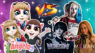 Wednesday Addams Vs M3gan Vs Harley Quinn // My Talking Angela 2 - New Year Update Gameplay // #197