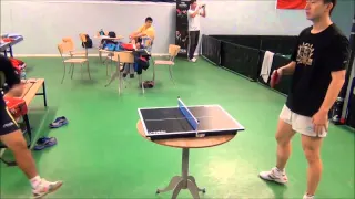 Liu Guoliang vs. Ma Long in mini table tennis!