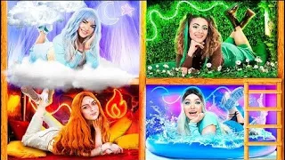 Os 4 Elementos Constroem um Beliche! Garota do Fogo, Garota da Água, Garota do Ar e Garota da Terra