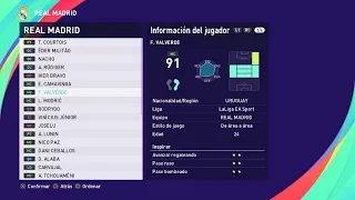 Real Madrid 23 PES 2021 BASE COPY FACES