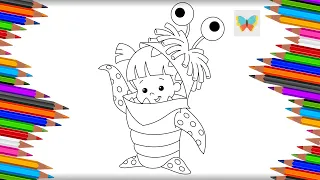 Как нарисовать Бу из мультика Корпорация Монстров | Рисуем и Учим Цвета | Kids Coloring