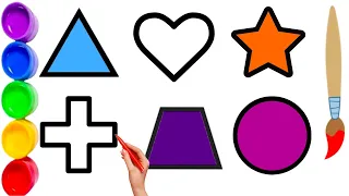 Shapes drawing For kids Learn 2D Shapes, Colours For Traddlers Preschool Step by step kisssong