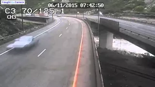 Rockfall on I 70 captured on CCTV