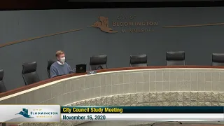 November 16, 2020 Bloomington City Council Study Meeting