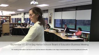 9/17/18 Sag Harbor Schools Board of Education Business Meeting