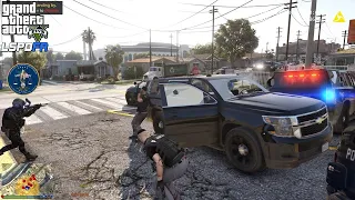 GTA V - LSPDFR 0.4.8 - LSPD/LAPD - Gang Unit Patrol - Gang Raid/Large Shootout/NOOSE Called - 4K
