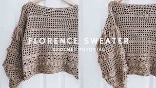 🦋 How to crochet FLORENCE SWEATER with lace, mesh, bobbles and fringe | TUTORIAL