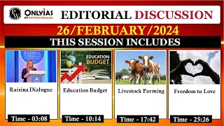 26 February 2024 | Editorial Discussion | Raisina Dialogue, Live in, Education budget