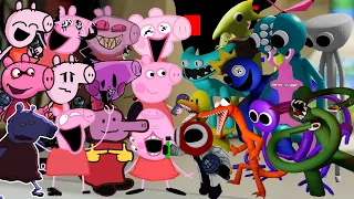 FNF Peppa ALL PHASES vs All Rainbow Friends Chapter 2 Sings Sliced | FNF Mods - Friday Night Funkin'
