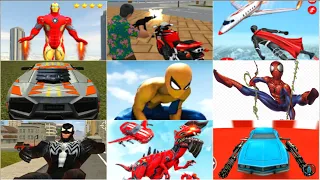 Super Spiderman & Ironman Rope Hero, Vegas Crime Simulator, Robot Transform , Rescue Games Gameplay